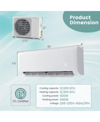 12000 BTU Mini Split Air Conditioner 21 SEER2 AC Unit w/ Heat Pump & Remote Control