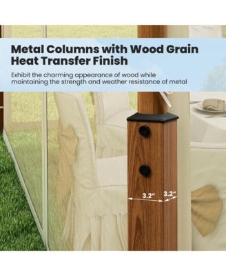 12' x 10' Outdoor Patio Gazebo w/ Netting 2-Tier Canopy Roof Metal Frame