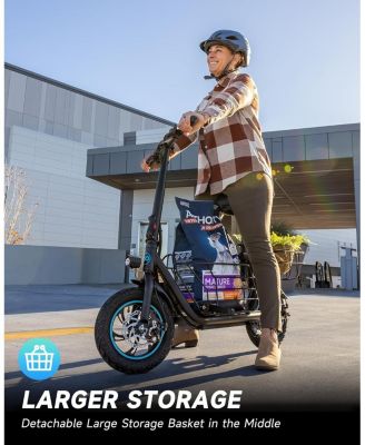 Electric Scooter with Seat, 550W Motor, 18.6MPH, 20 Miles Range, Large Storage Basket