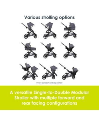 Baby Morph Single to Double Modular Stroller - Dash Grey