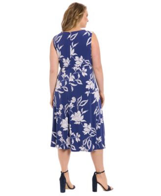 Plus Size Printed Sleeveless Midi Dress