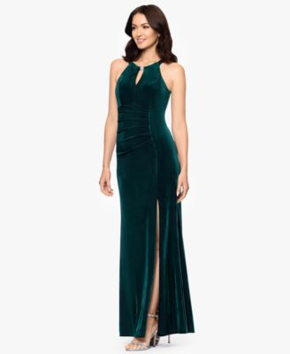 Petite Long Velvet Keyhole Dress