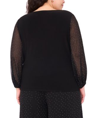 Plus-Size Women's Puffed Wrap Top