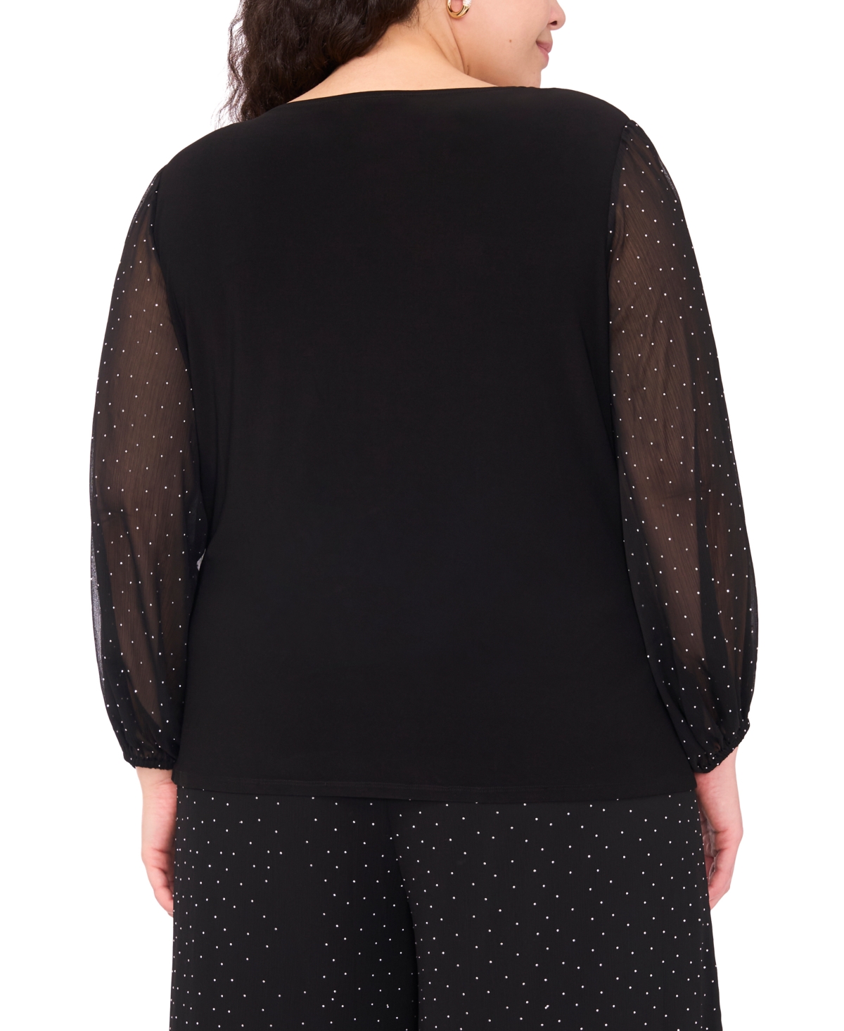 Msk Plus-size Women's Puffed Wrap Top In Black