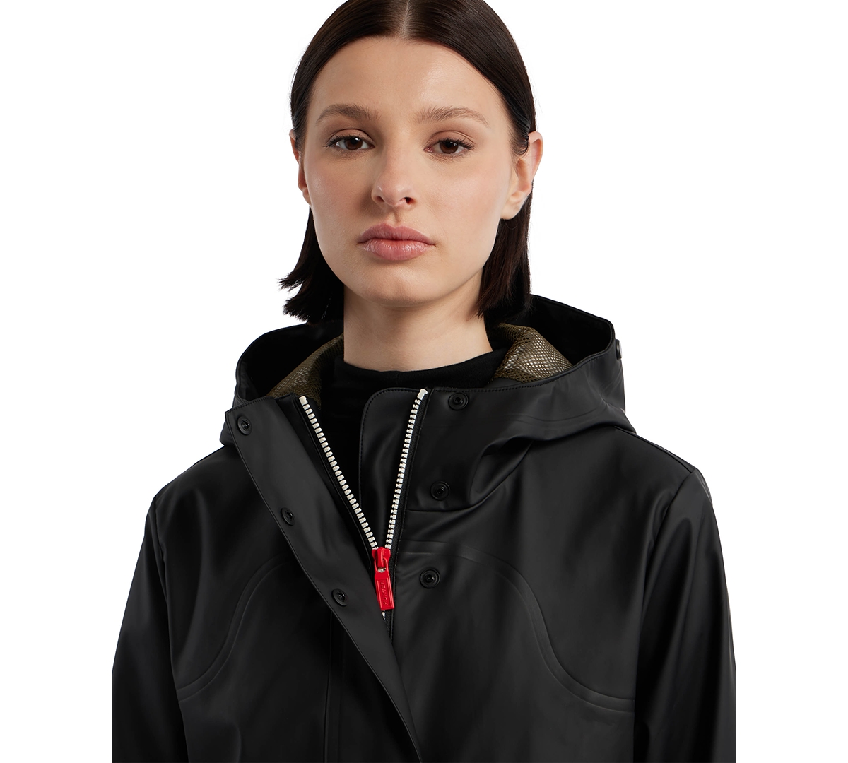 Hunter Acacia Waterproof Rubberized Raincoat In Black