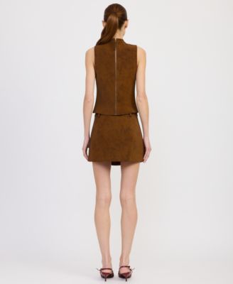 Women's Eloise Faux Suede Turtleneck Sleeveless&nbsp;Top