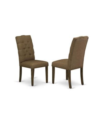 5 Piece Dining Set Upholstered Button Tufted Chairs Rectangular  Mid Century Table