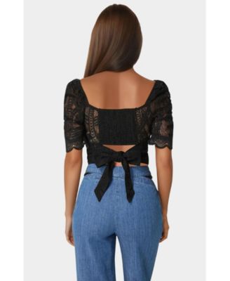 Women's Puff Sleeve Lace Top