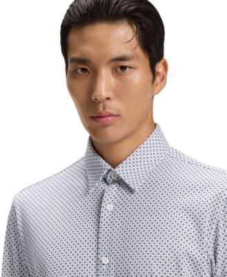 Men's Printed Cotton Blend Slim-Fit Dress Shirt