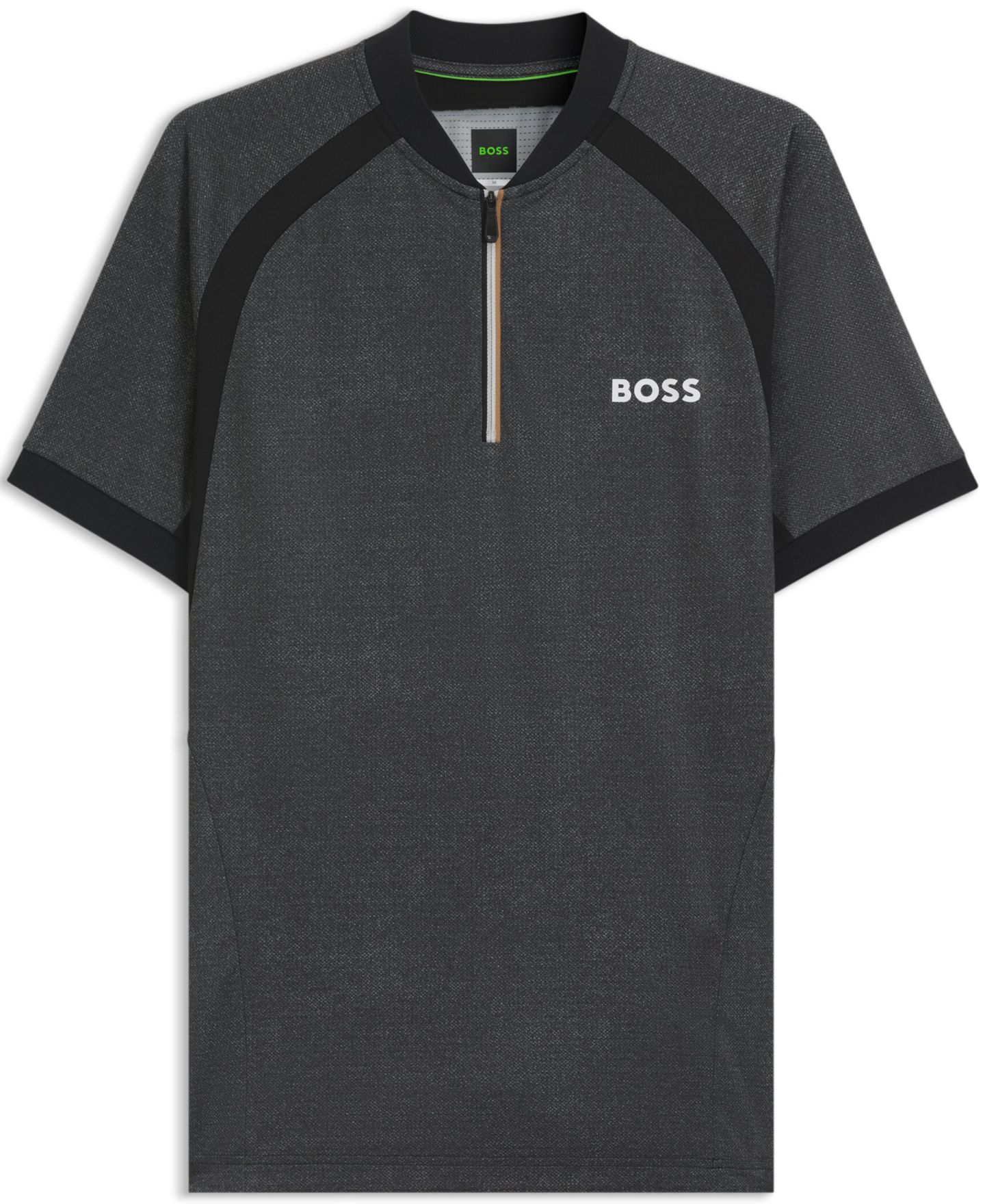 Мужское поло Hugo Boss Jersey Zip-Neck Slim-Fit Polo Shirt, цвет: Чёрный — фото 3