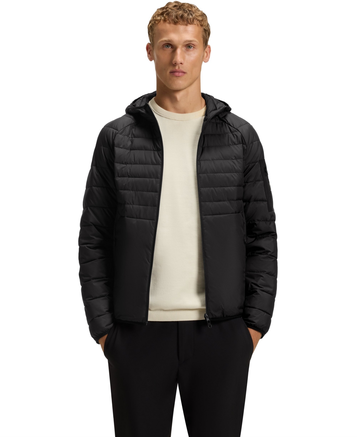 Hugo Boss Boss By  Men's Water-repellent Hooded Jacket In Black