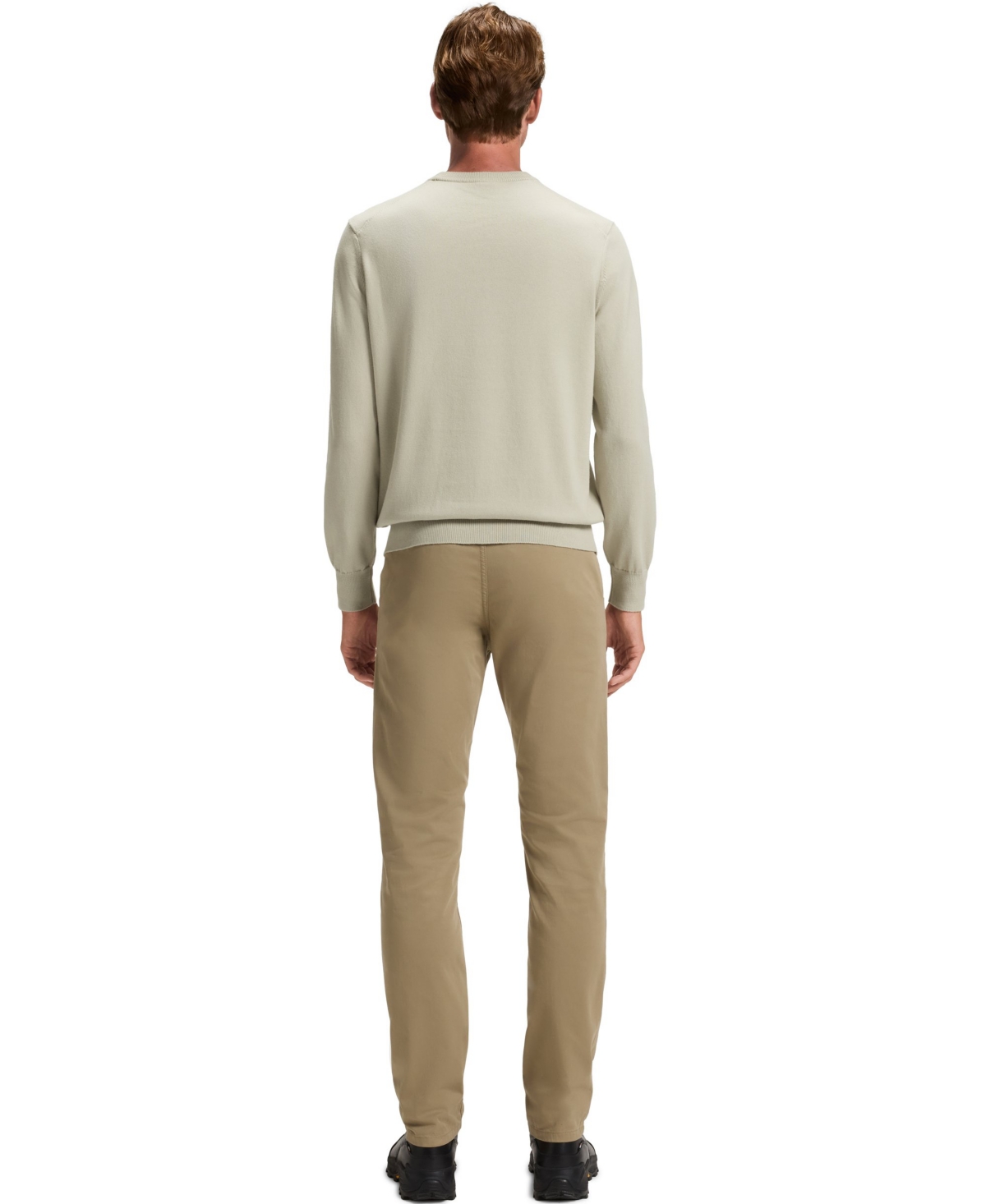 Hugo Boss Cotton-cashmere Regular-fit Sweater With Logo Patch In Neutral