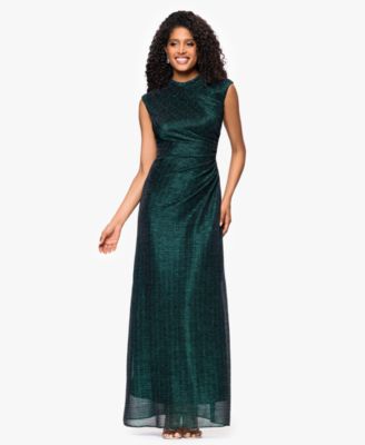 Women's Crinkle Ruched Slit Gown