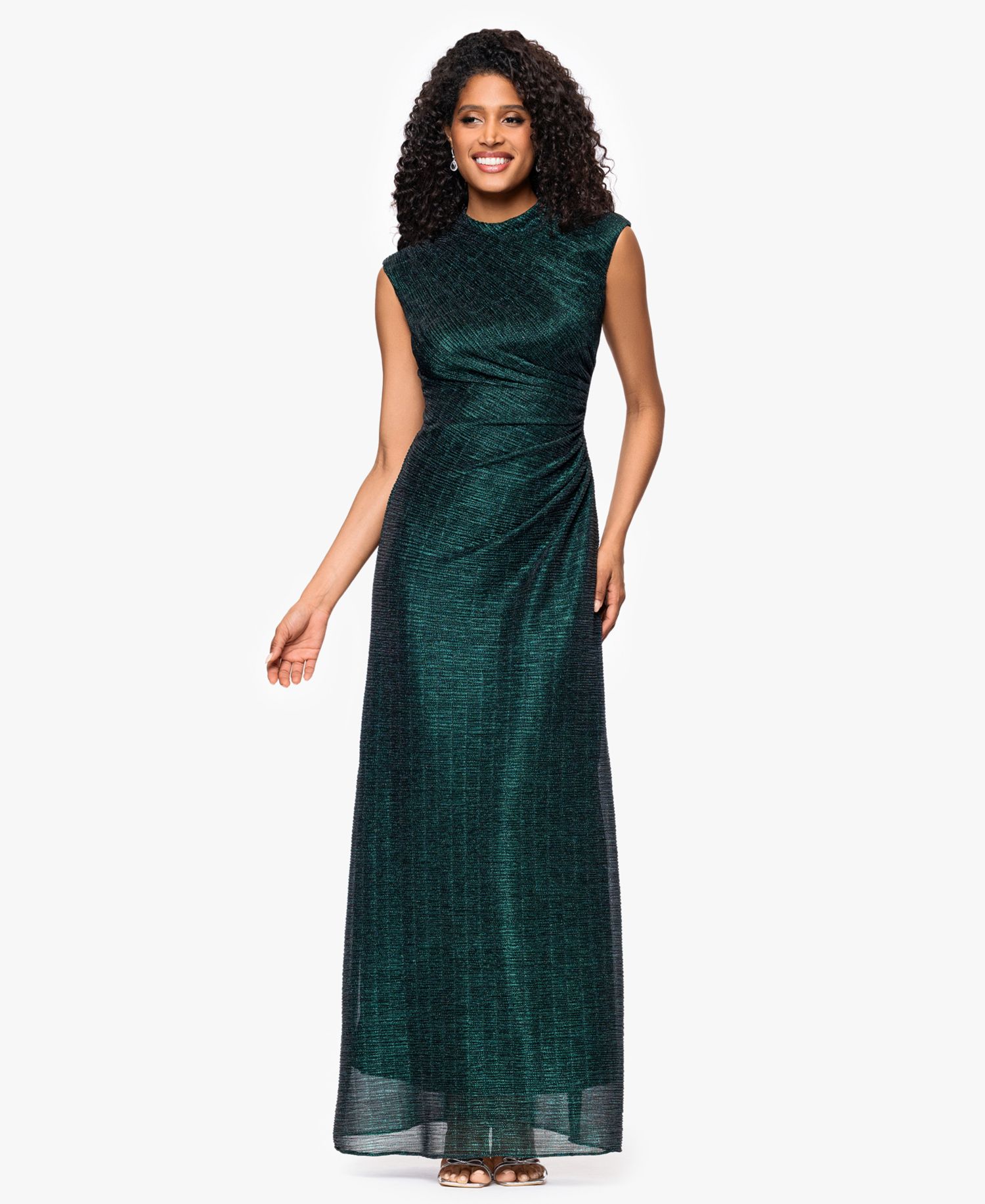 Women's Metallic Ruched Gown