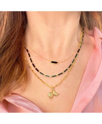 Onyx Hexagon Bead Necklace 14K Gold