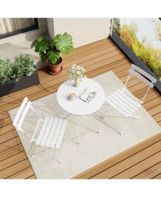 White 3-Piece Patio Bistro Set, Outdoor Folding Table & Chairs, Weather Resistant, Space Saving for Backyard & Balcony