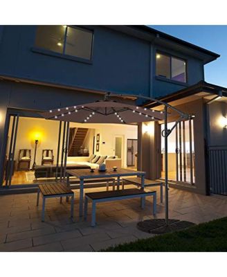 10 Feet 360° Rotation Solar Powered LED Patio Offset Umbrella without Weight Base