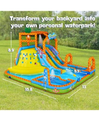 SpongeBob Mega Climb N  Go Inflatable Water Slide with Climbing Wall, 2 Slides & More