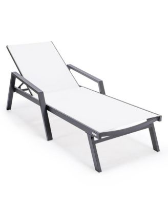 Lounge Chair With Armrests in Black Aluminum Frame, Set of 2