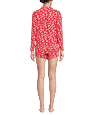 Women's Cooling 3 Piece Pajama Set - Long Sleeve Top Cami and Shorts