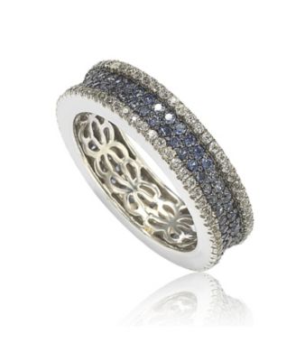 Suzy Levian Sterling Sapphire & Created Sapphire Pave Eternity Band