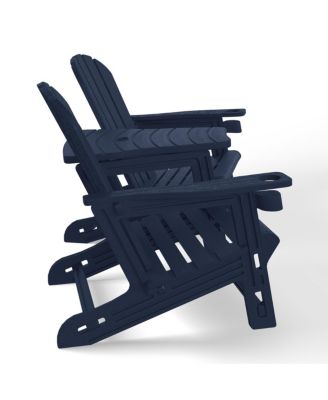 Outdoor HDPE Adirondack Chairs With Connecting Table Tray (Set of 2)