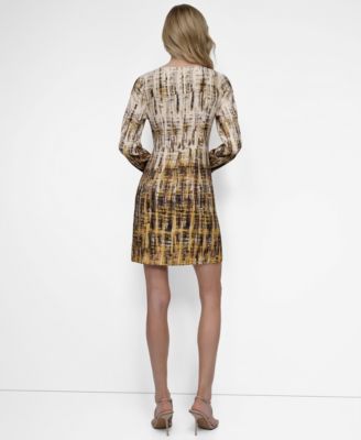 Women's Long Sleeve Boat Neck Sheath Dress