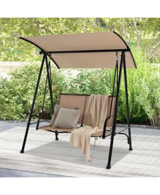 2-Person Patio Swing Seat Swing Bench Canopy Swing Loveseat Outdoor