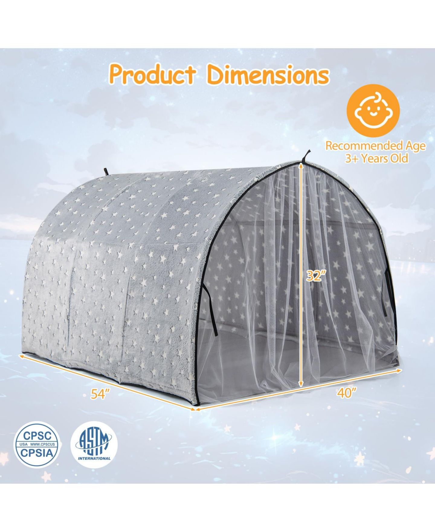 Детская игрушка Mecale Glow-in-the-Dark Twin Bed Tent, Ages 3+ — фото 3