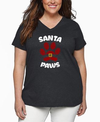 Plus Size Santa Paws Word Art V-Neck T-Shirt