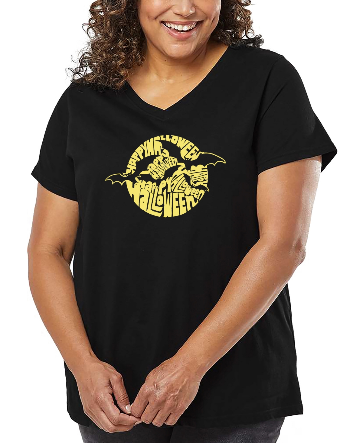 La Pop Art Plus Size All I Want For Christmas Is You Word Art V-neck T-shirt In Black