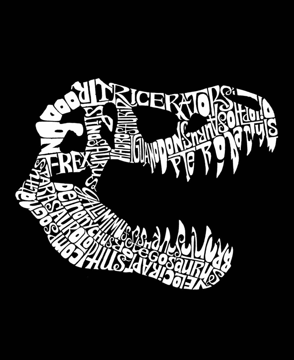 La Pop Art Plus Size Trex Word Art V-neck T-shirt In Black