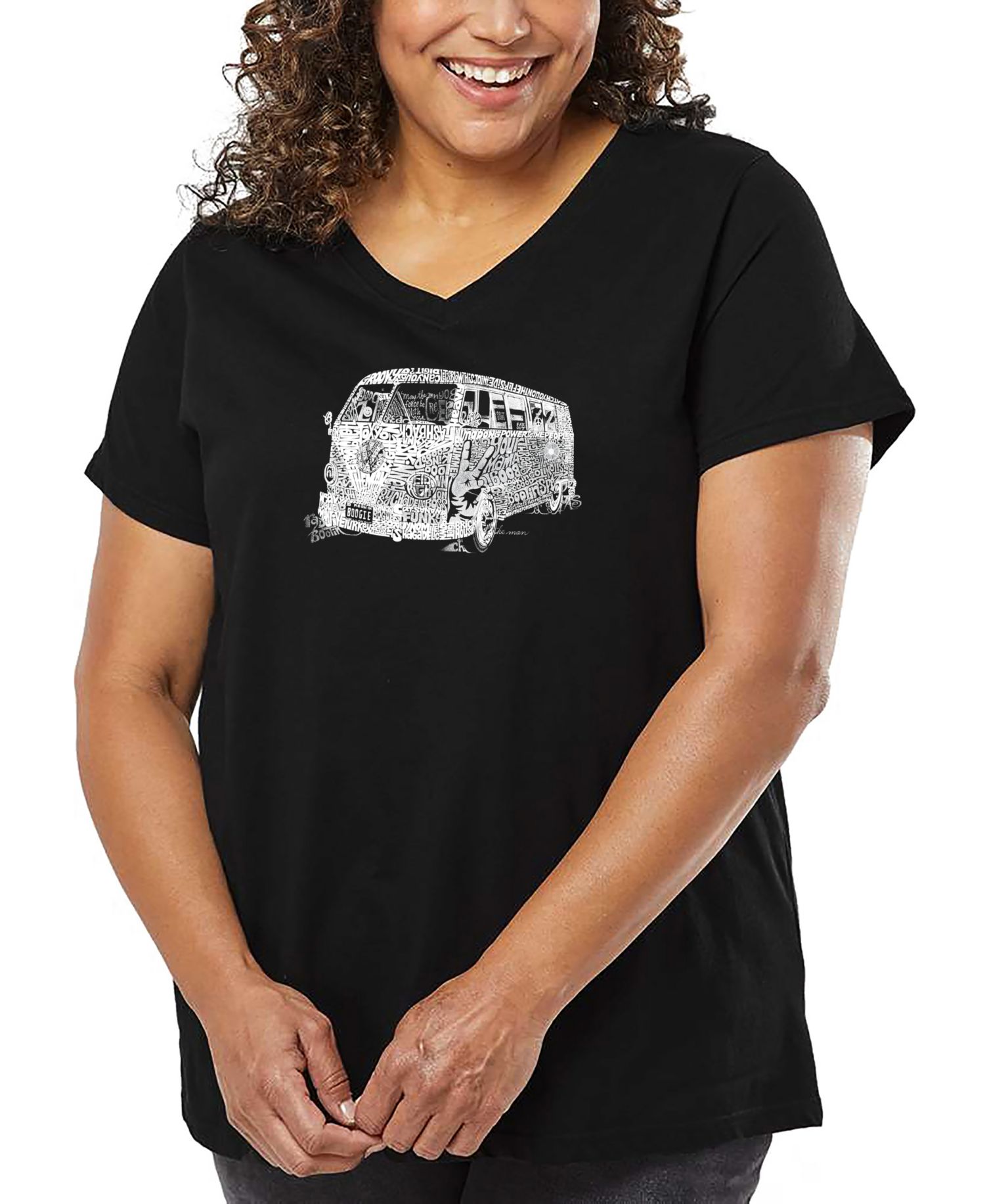 Plus Size THE 70'S Word Art V-Neck T-Shirt