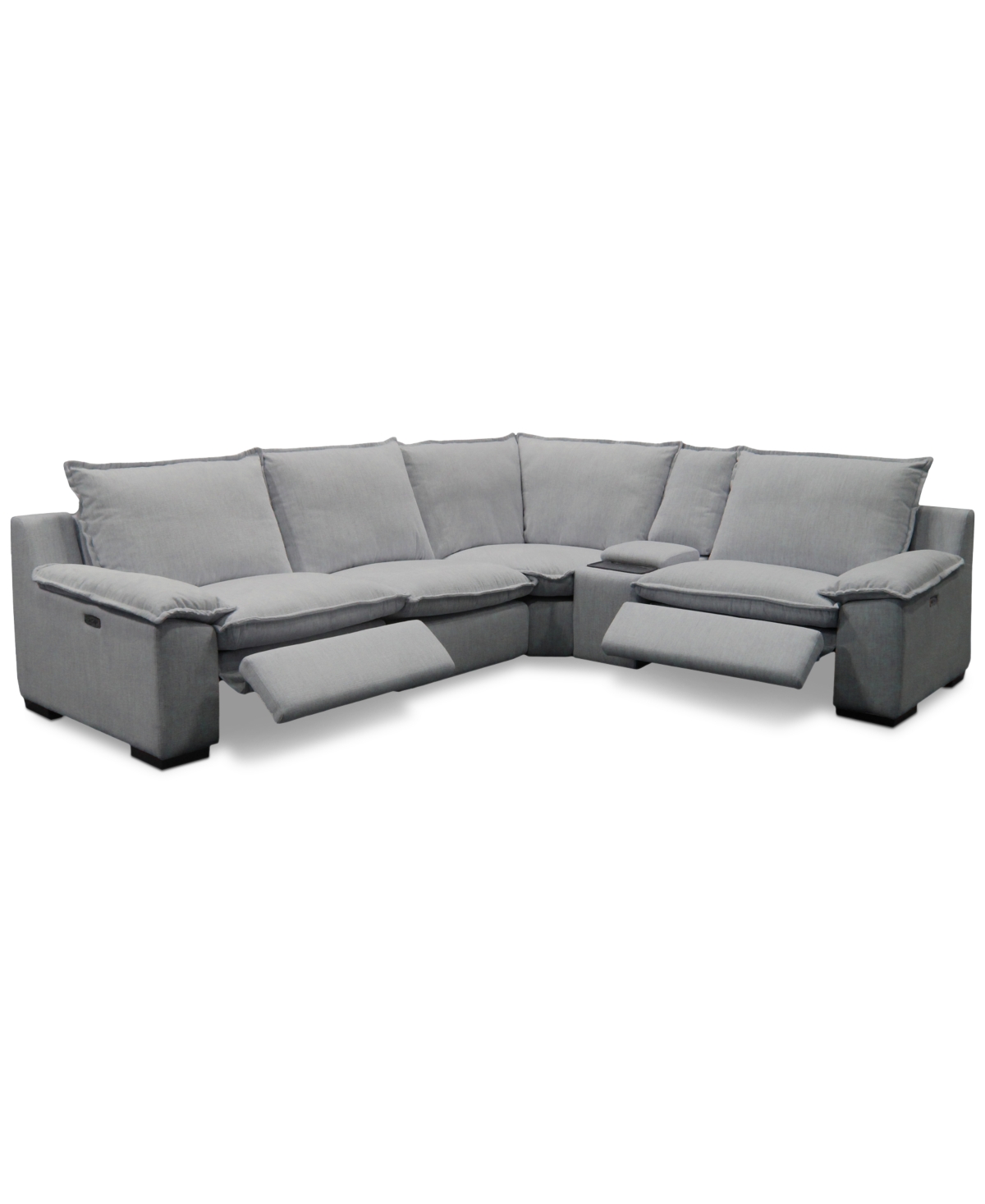 Macy's Borsi 5-pc. Sectional With 3 Power Recliners & 1 Console, Exclusive At  In Gray