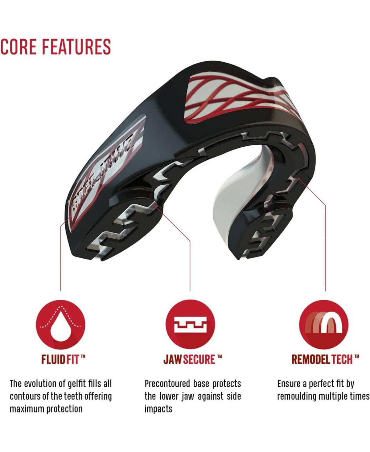 SafeJawz Nitro Triple Layer Shock Cage Sports Mouth Guard with Case and Disinfectant Spray Bundle Kit for Basketball, Football, Mma, Hockey, Wrestling