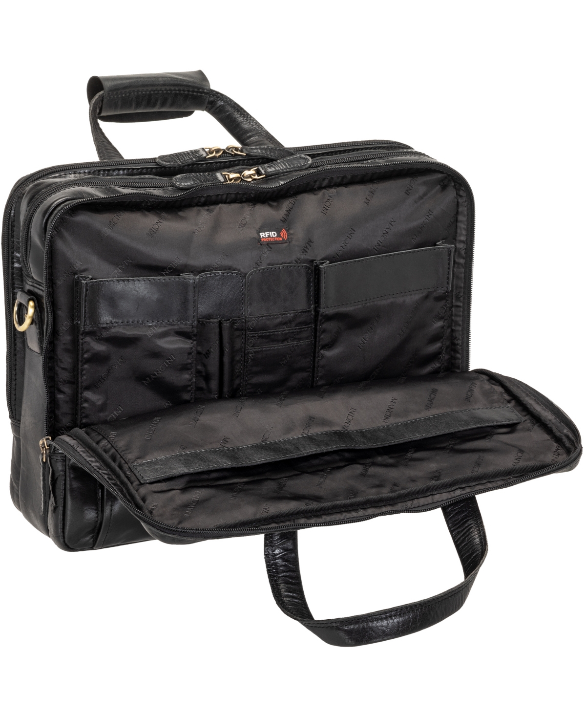 Mancini Men's Triple Compartment Briefcase