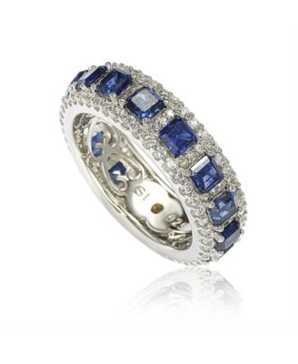 Suzy Levian Sterling Silver Sapphire & Created White Sapphire Modern Eternity Band