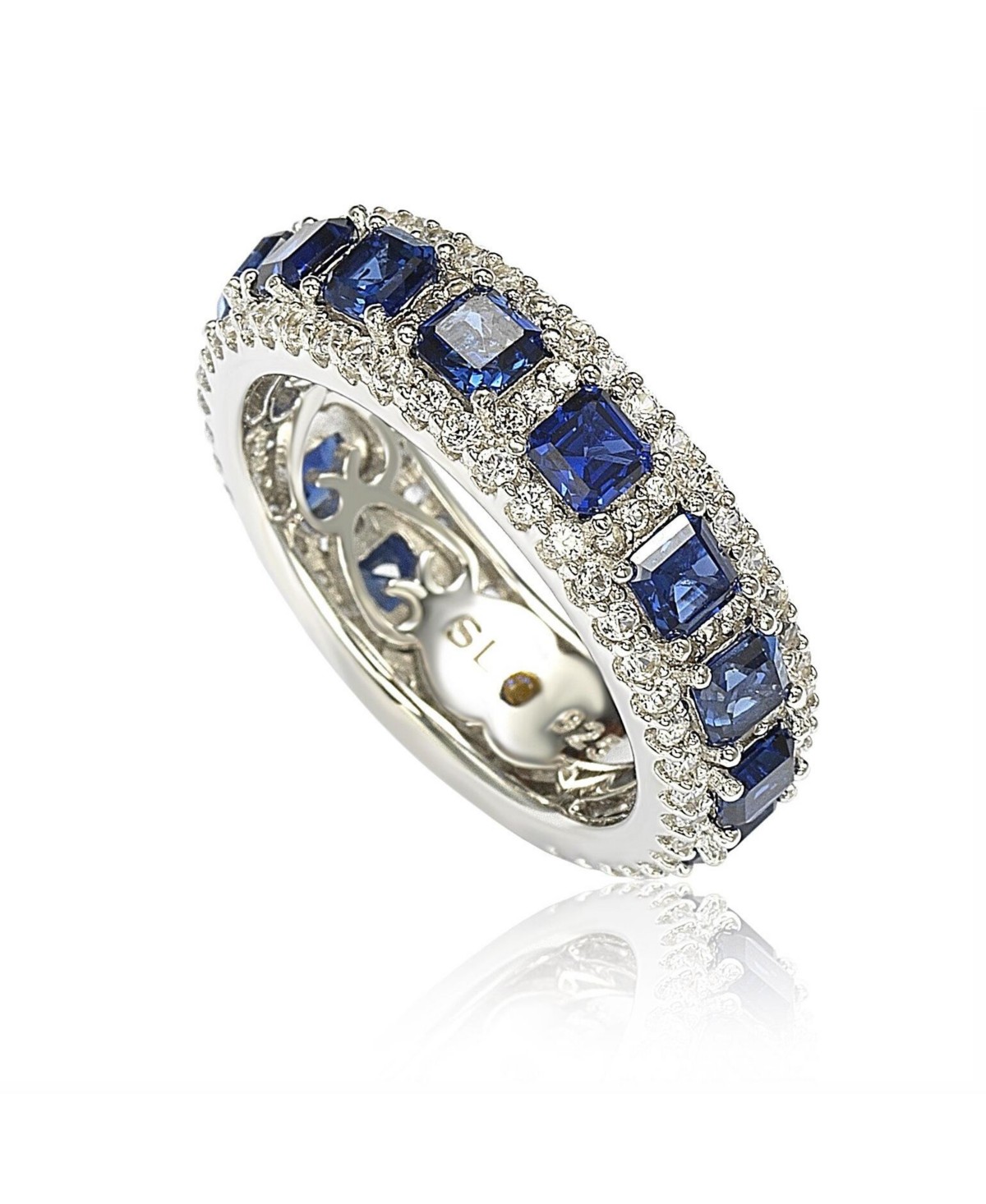 Украшения Suzy Levian New York Suzy Levian Sterling Sapphire & Created Sapphire Modern Eternity Band — фото 1
