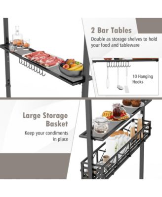 8 x 5 FT Outdoor Grill Gazebo with 2 Side Shelves and 20 Hooks