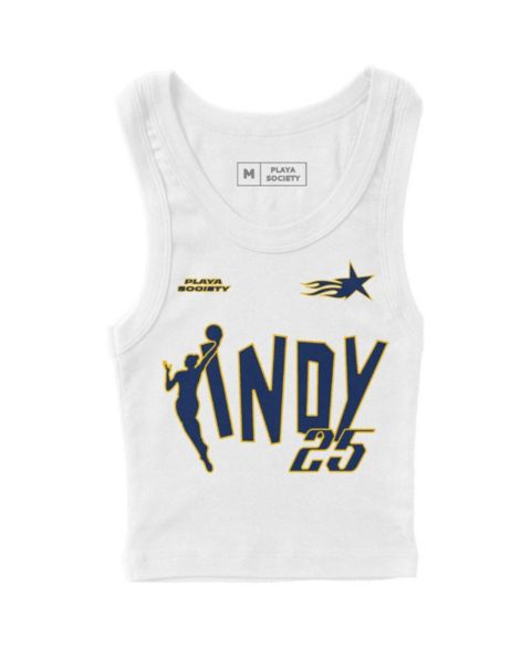 Топ Playa Society White 2025 WNBA All-Star Game Indy Cropped Ribbed