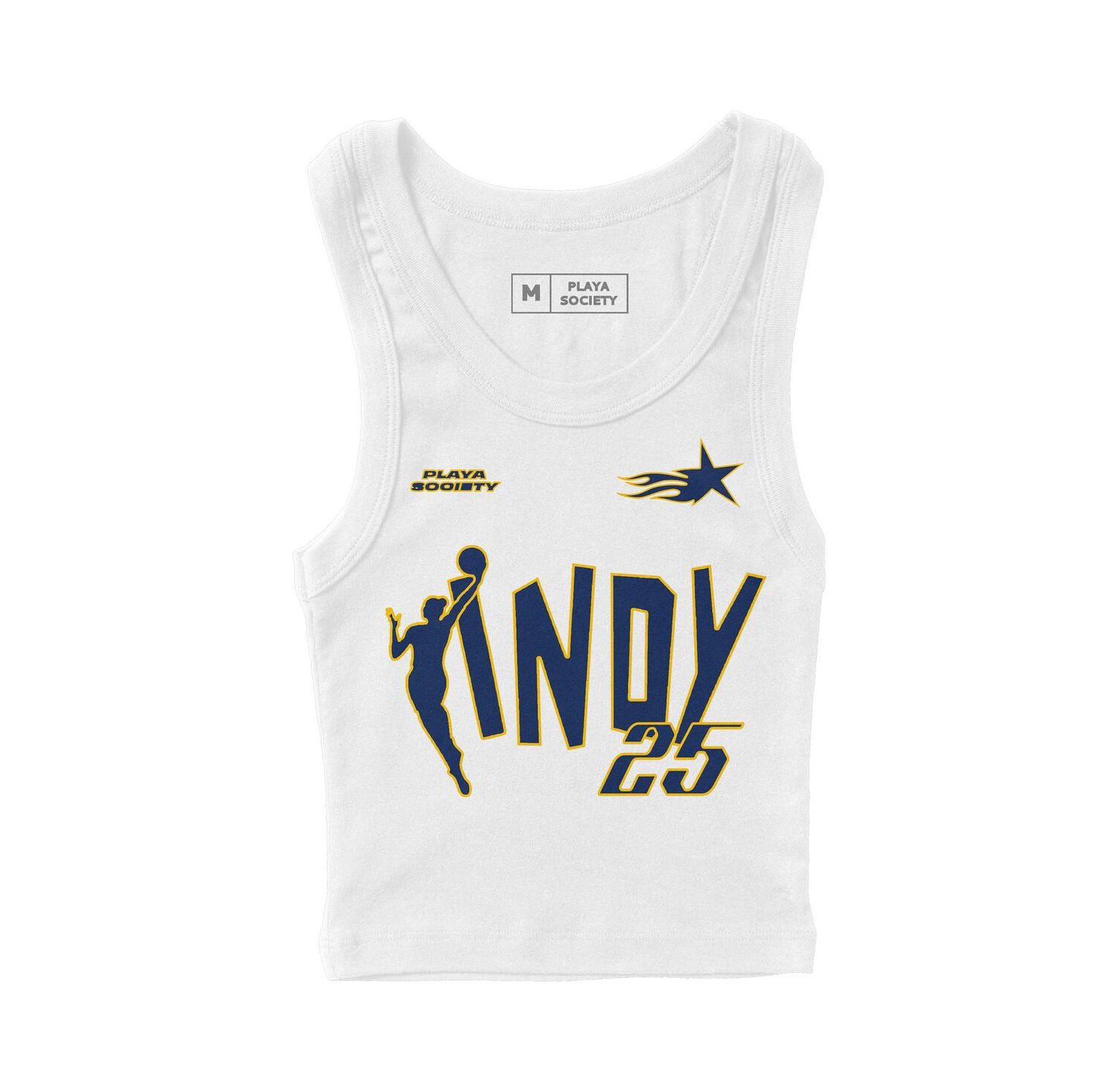 Men's and Women's White 2025 WNBA All-Star Game Indy Cropped Ribbed Tank Top