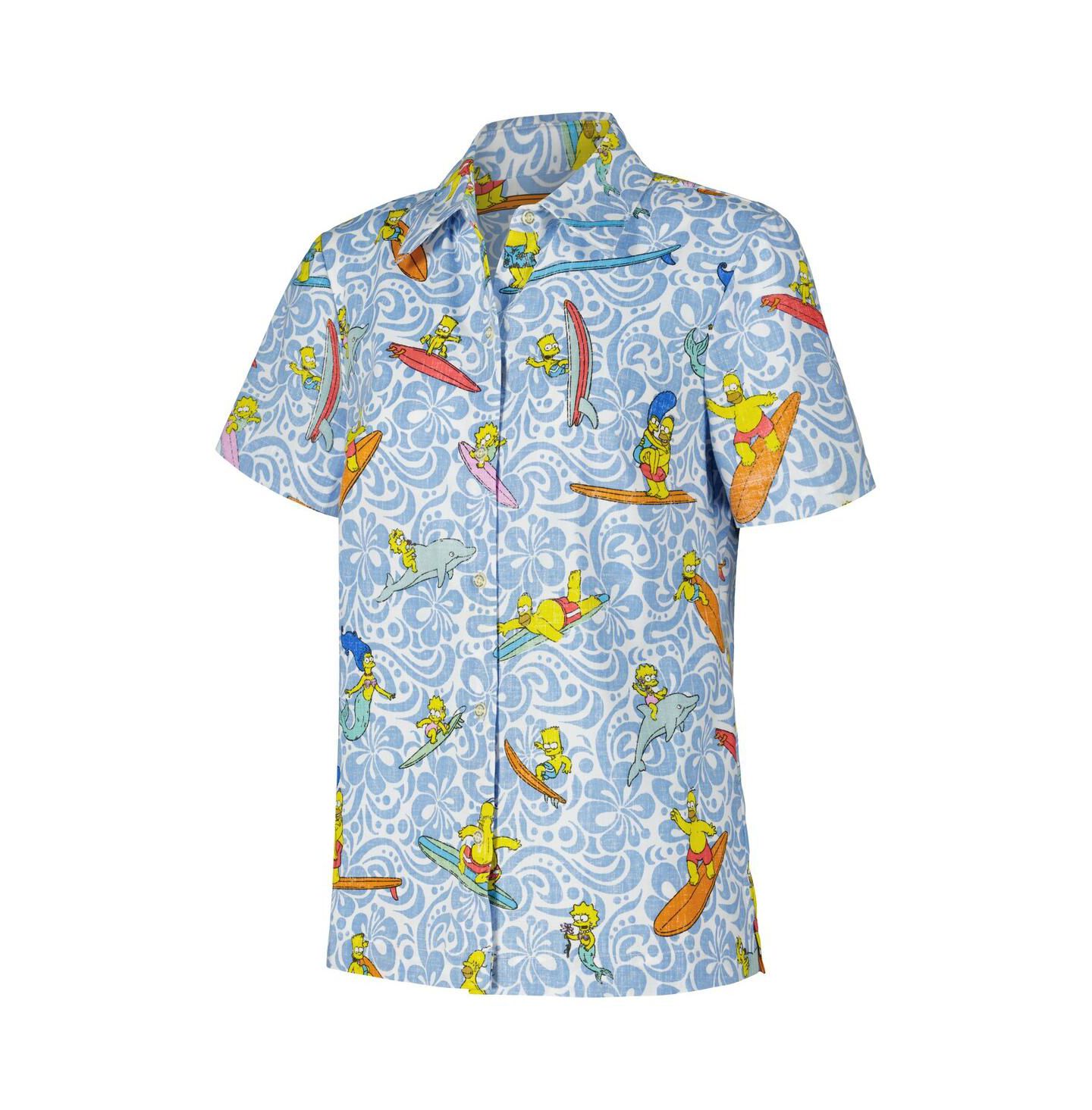 Женская рубашка Reyn Spooner Light Blue The Simpsons Cowabunga Relaxed Button-Up — фото 3