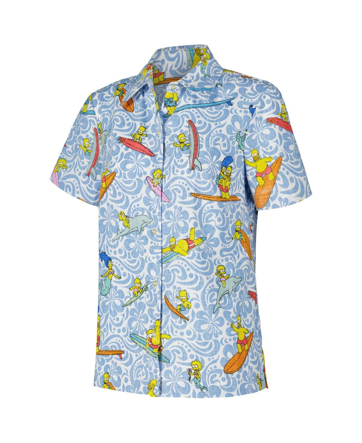 Reyn Spooner Women's Light Blue The Simpsons Cowabunga Relaxed Button-up Shirt In Blue