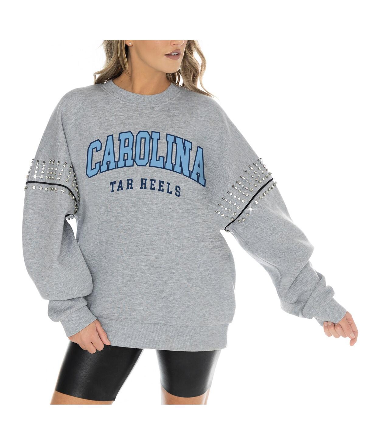 Gameday Couture Women's Heather Gray North Carolina Tar Heels Competitive Edge Oversized Fleece Pullover Sweatshirt In Gray