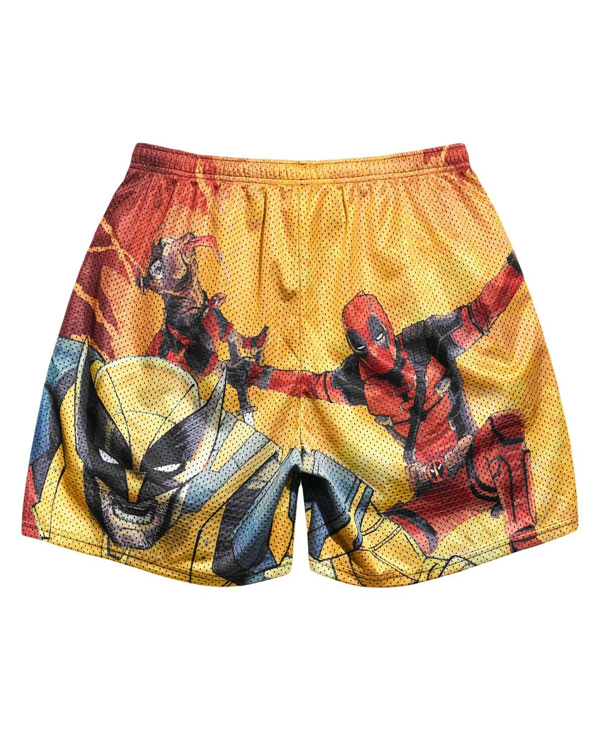 Chalk Line Men's Yellow Deadpool Wolverine Jump Retro Shorts In Yellow