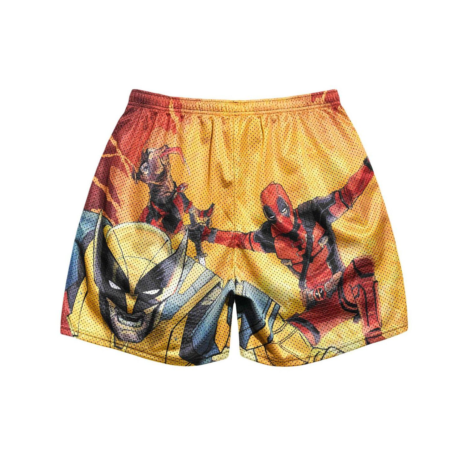 Men's Yellow Deadpool Wolverine Jump Retro Shorts