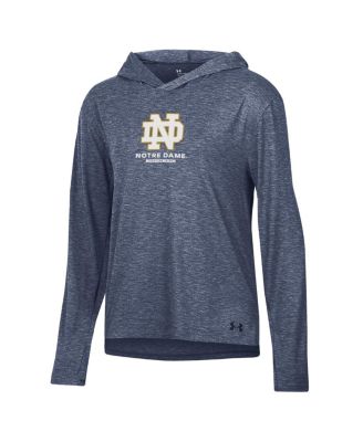 Women's Heather Navy Notre Dame Fighting Irish Breezy Long Sleeve Hoodie T-Shirt