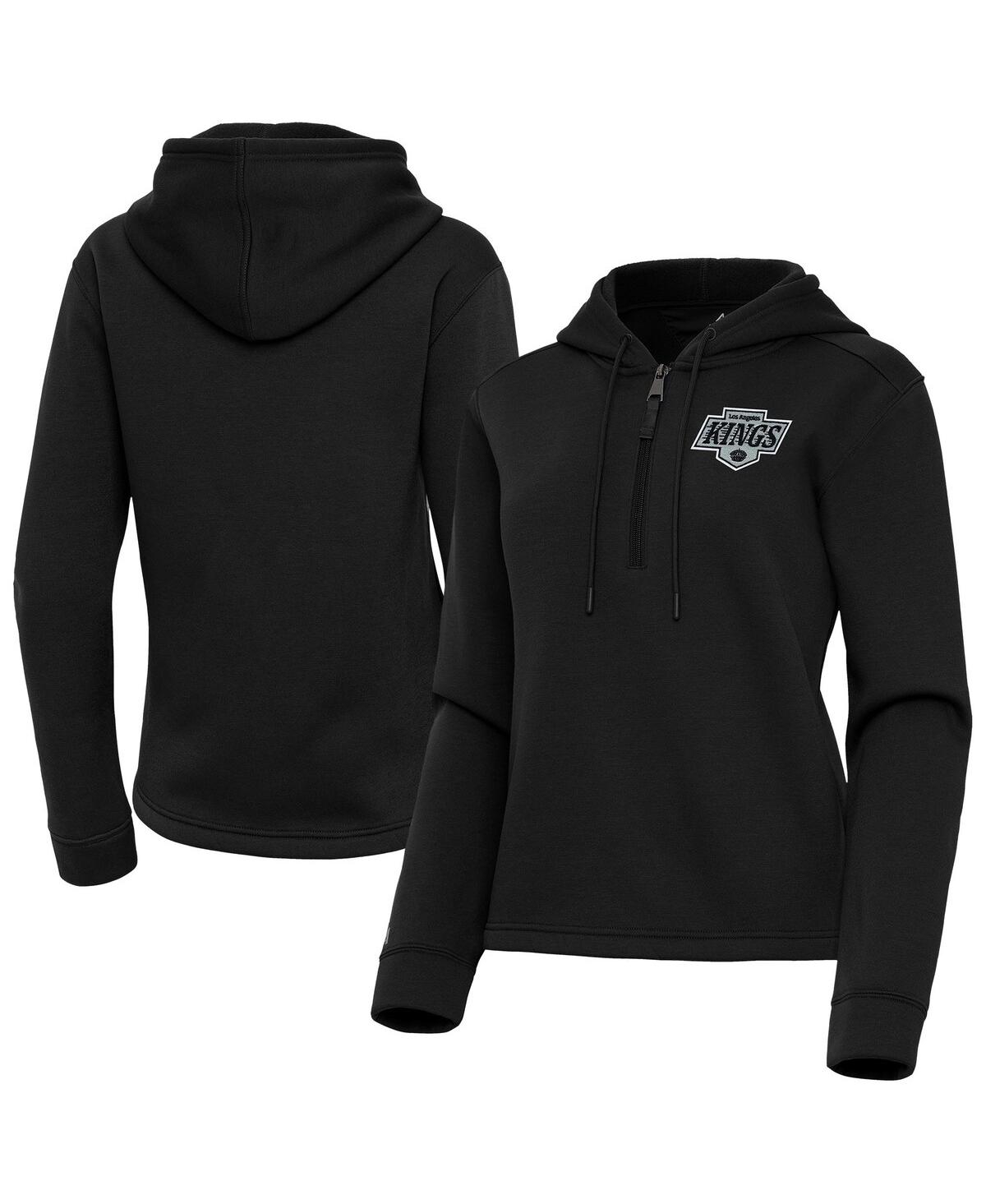 Antigua Women's Black Los Angeles Kings Contemporary Quarter-zip Hoodie In Black