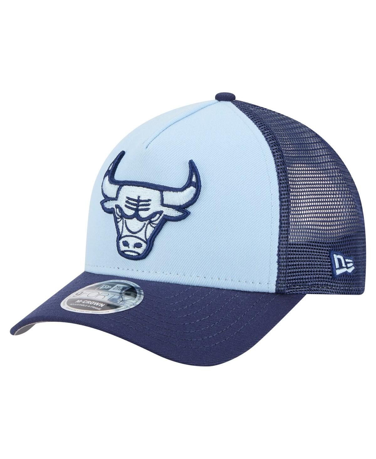 New Era Big Boys And Girls Light Blue Chicago Bulls Colorpack A-frame 9forty Trucker Adjustable Hat In Blue