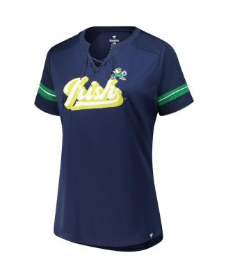 Women's Navy Notre Dame Fighting Irish Plus Size Overtime Readiness Lace-Up T-Shirt